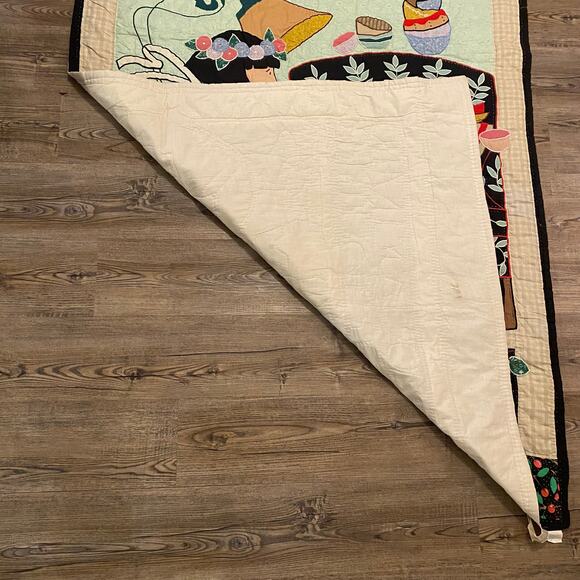 Mary Engelbreit Vintage Detailed Stitched "Chair of Bowlies" Baby Child Quilt - Picture 5 of 7